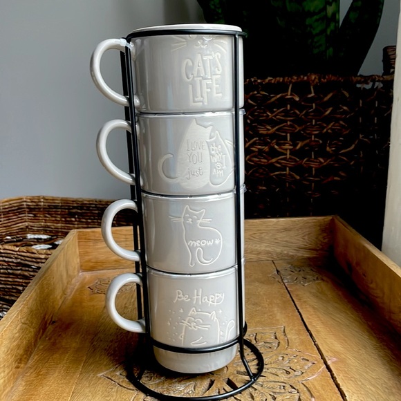 ☕️Adorable Cat 🐱 Mug Set with Stand ☕️🫖 NWT🐱 - Picture 7 of 16